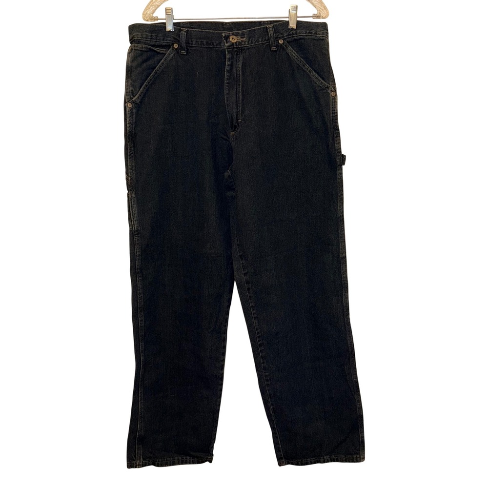 Wrangler Carpenter Jeans Mens 36x32 Dark Wash Blue Cotton Denim